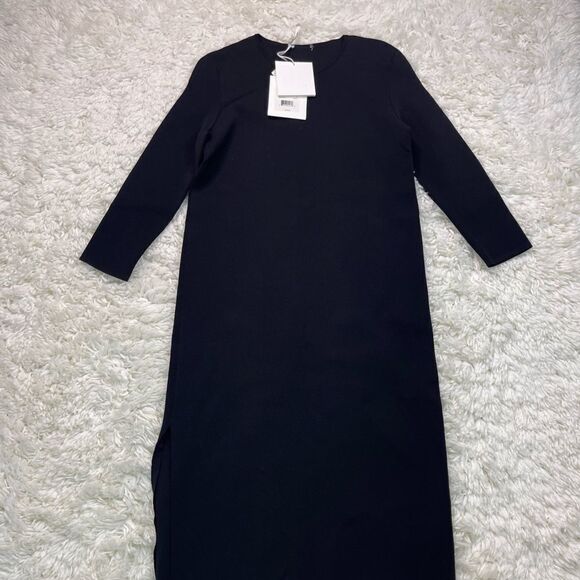 The Row Katey Long Sleeve Midi Dress in Black - Picture 4 of 9